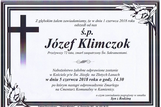 Zmarł Józef Klimczok!